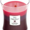 WoodWick Trilogy Sun Ripened Berries vonná svíčka s dřevěným knotem 275 g