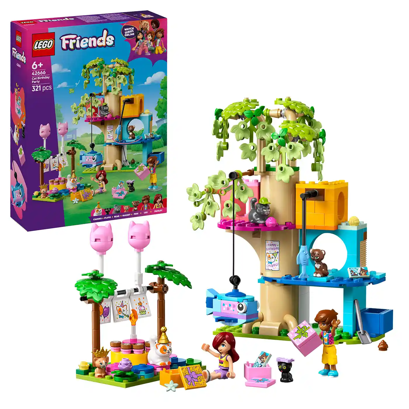 LEGO® Friends 42666 Kočičí narozeninová oslava a dům na stromě